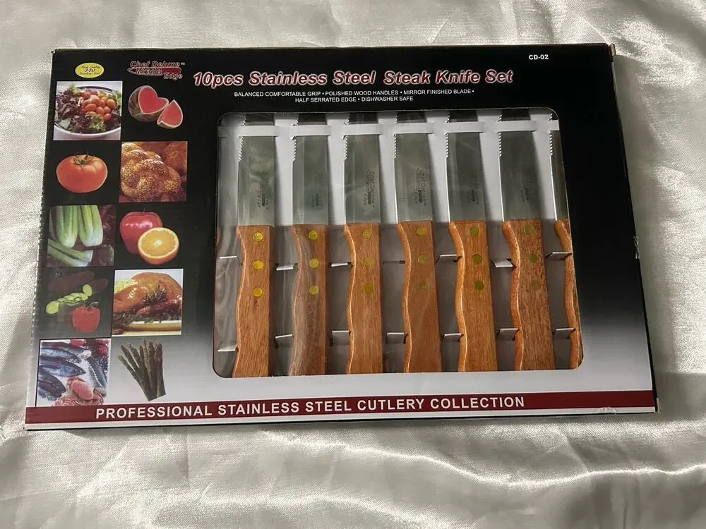 Chef Deluxe 10pc Stainless Steel Steak Knife Set Kitchen Knife